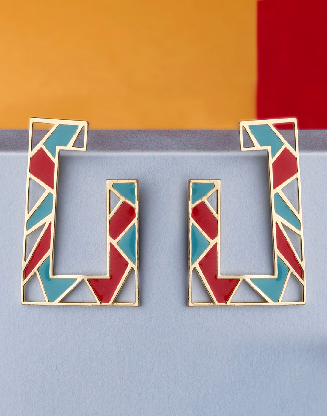 

Voylla Gold Alphabet Mosaic Earrings
