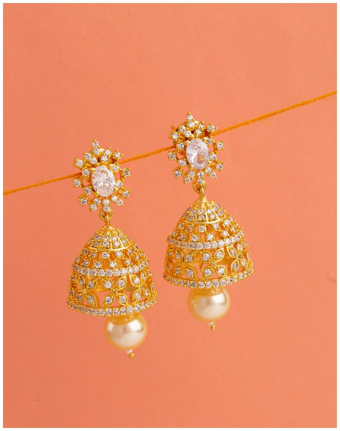 

Voylla Gold Plated Studded Jhumka Earrings