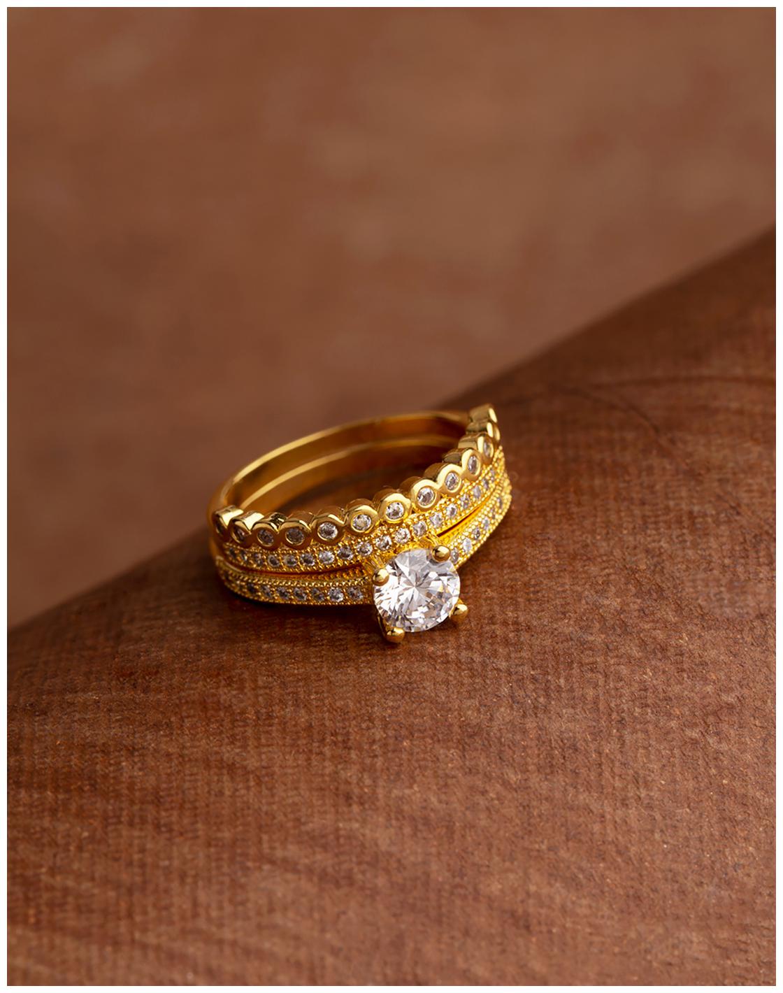 

Voylla Gold Toned Zircon Adorned Stackable Rings