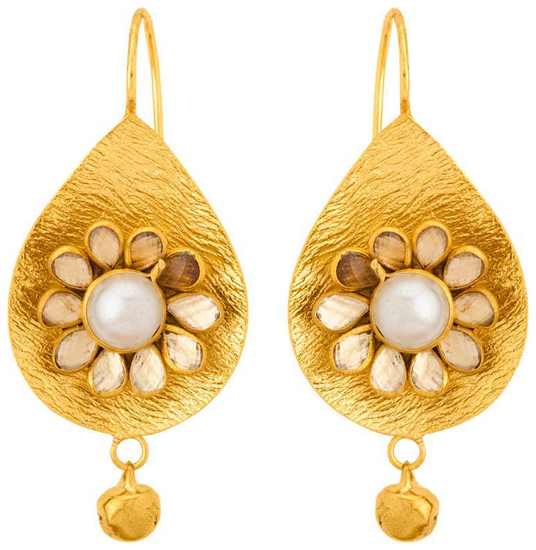 

Voylla Gold Galore Drop Shape Dangler Earrings For Women