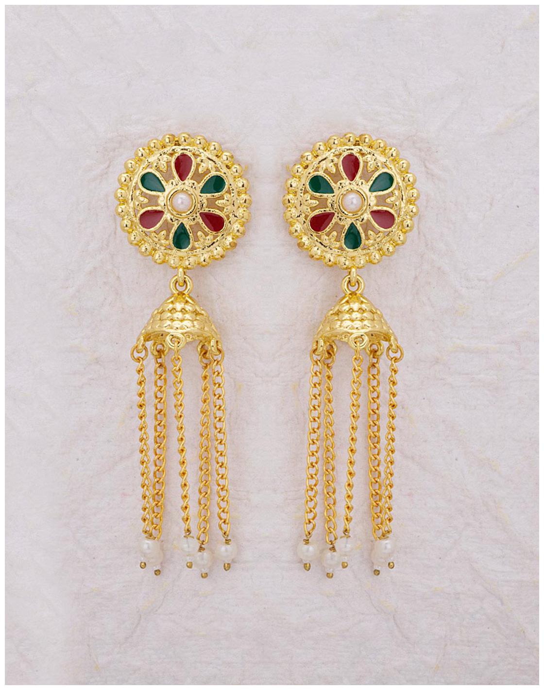 

Voylla Gold Plated Earrings with Jhumki Drops