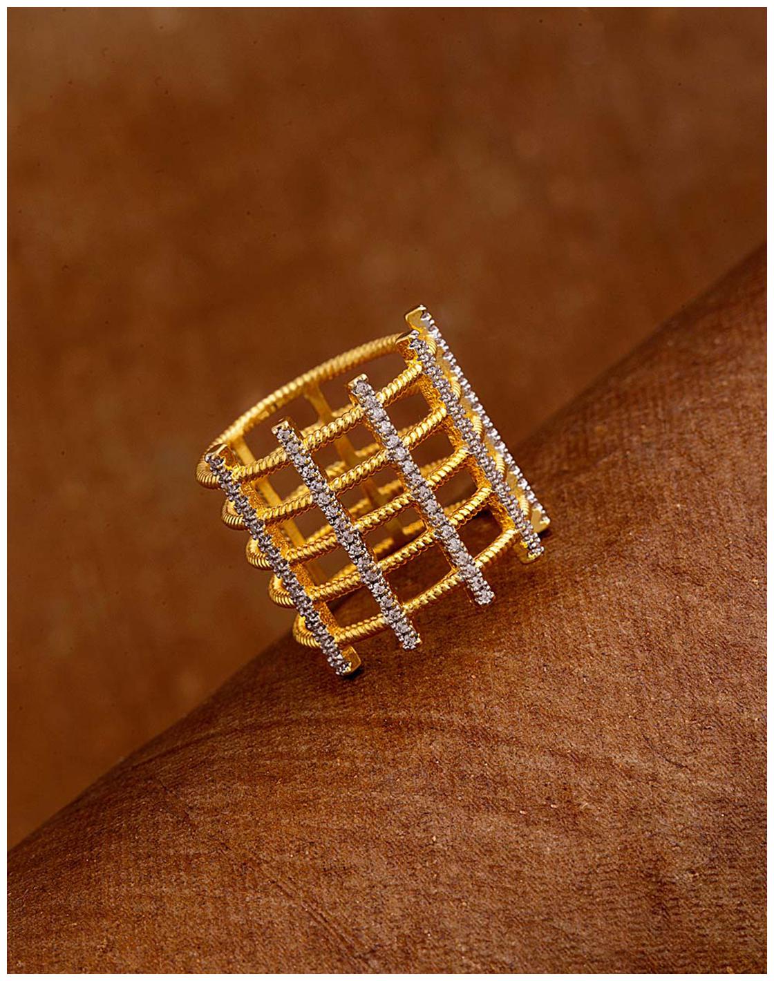 

Voylla Gold Plated Brass Cage Ring
