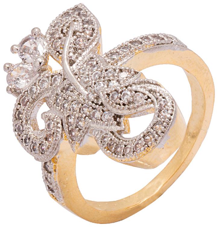 

Voylla Gold Tone CZ Embellished Floral Ring