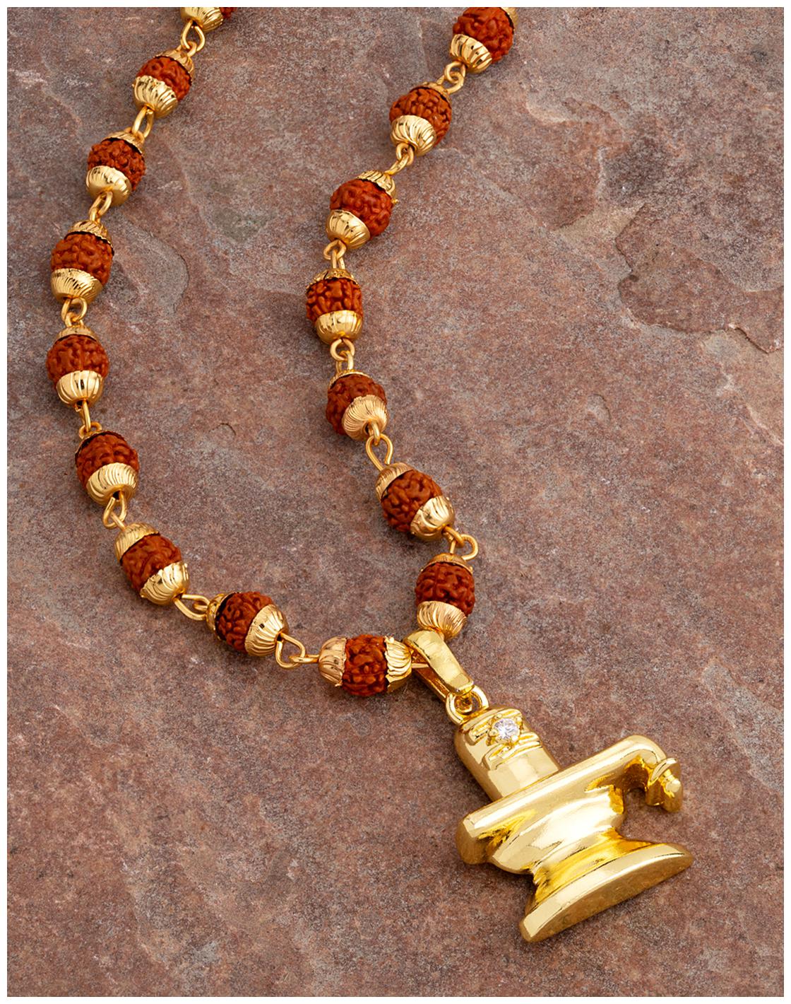 

Voylla Gold-Plated Mahadev Shivlinga Rudraksha Beaded Necklace