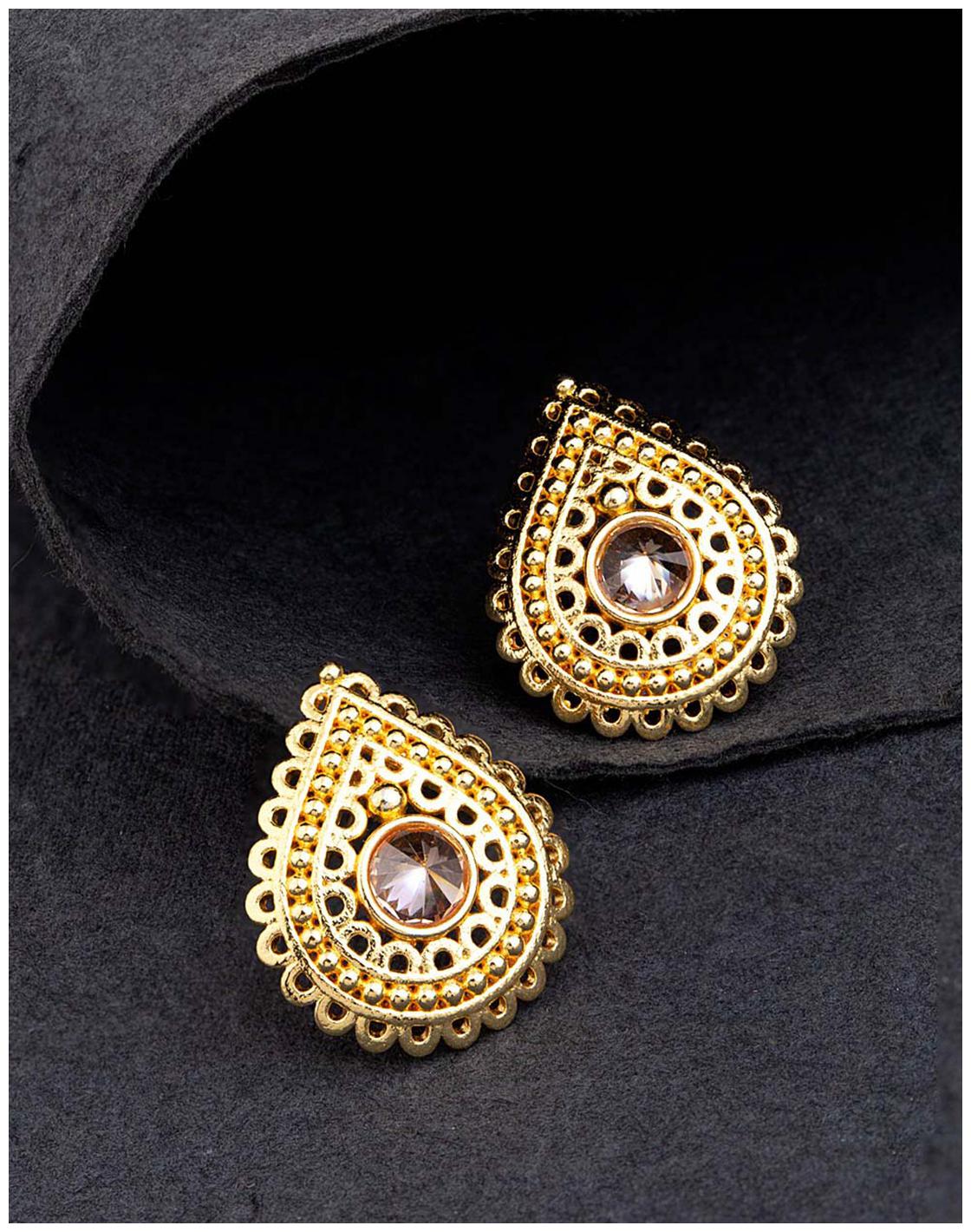 

Voylla Golden Glitz Teardrop Earrings