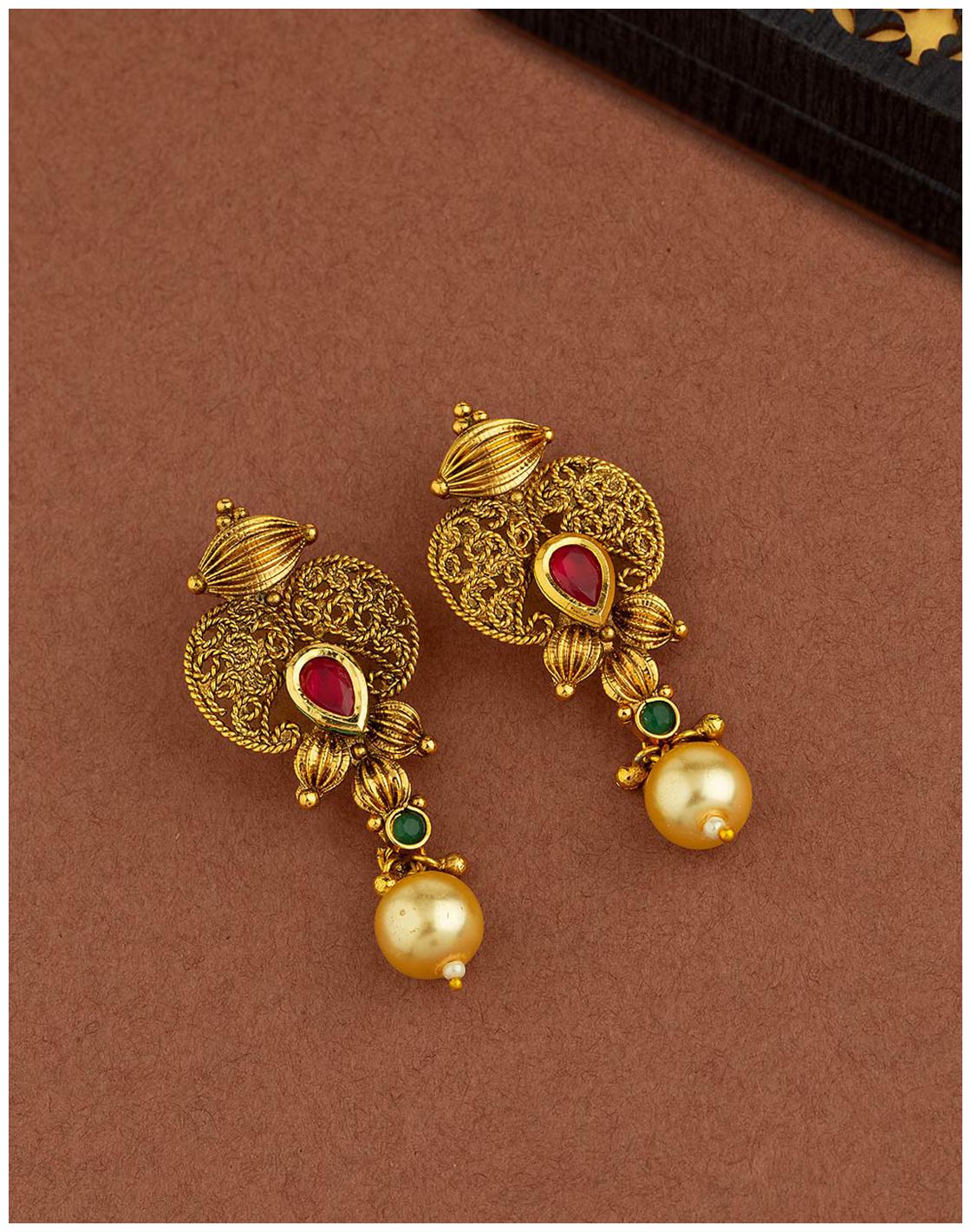 

Voylla Golden Reprise Lightly Embellished Earrings