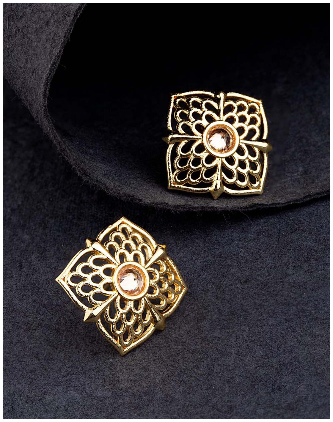 

Voylla Golden Glitz Square Stud Earrings