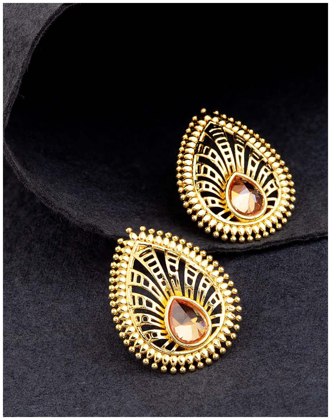 

Voylla Golden Glitz Paisley Stud Earrings
