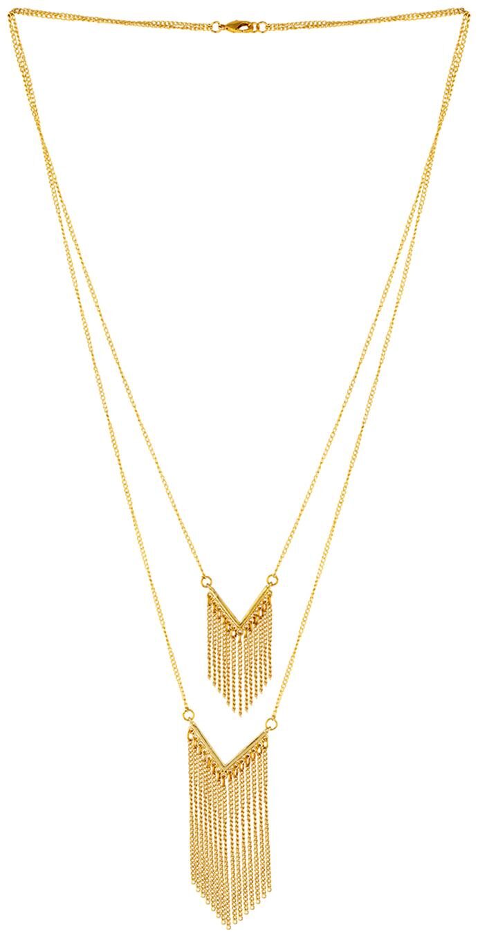 

Voylla Golden Tassels Striped Necklace