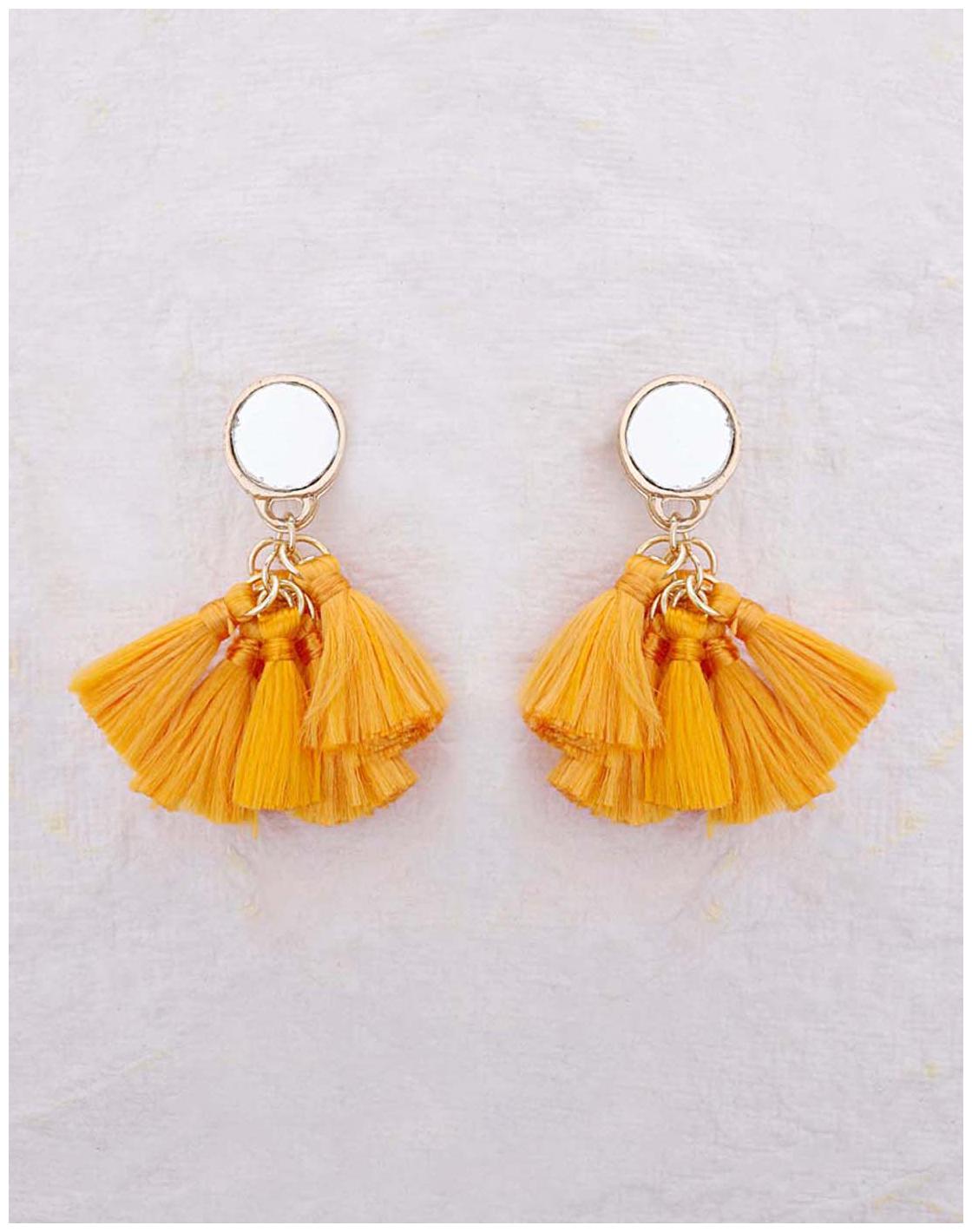 

Voylla Gorgeous Earrings with Orange Tassels