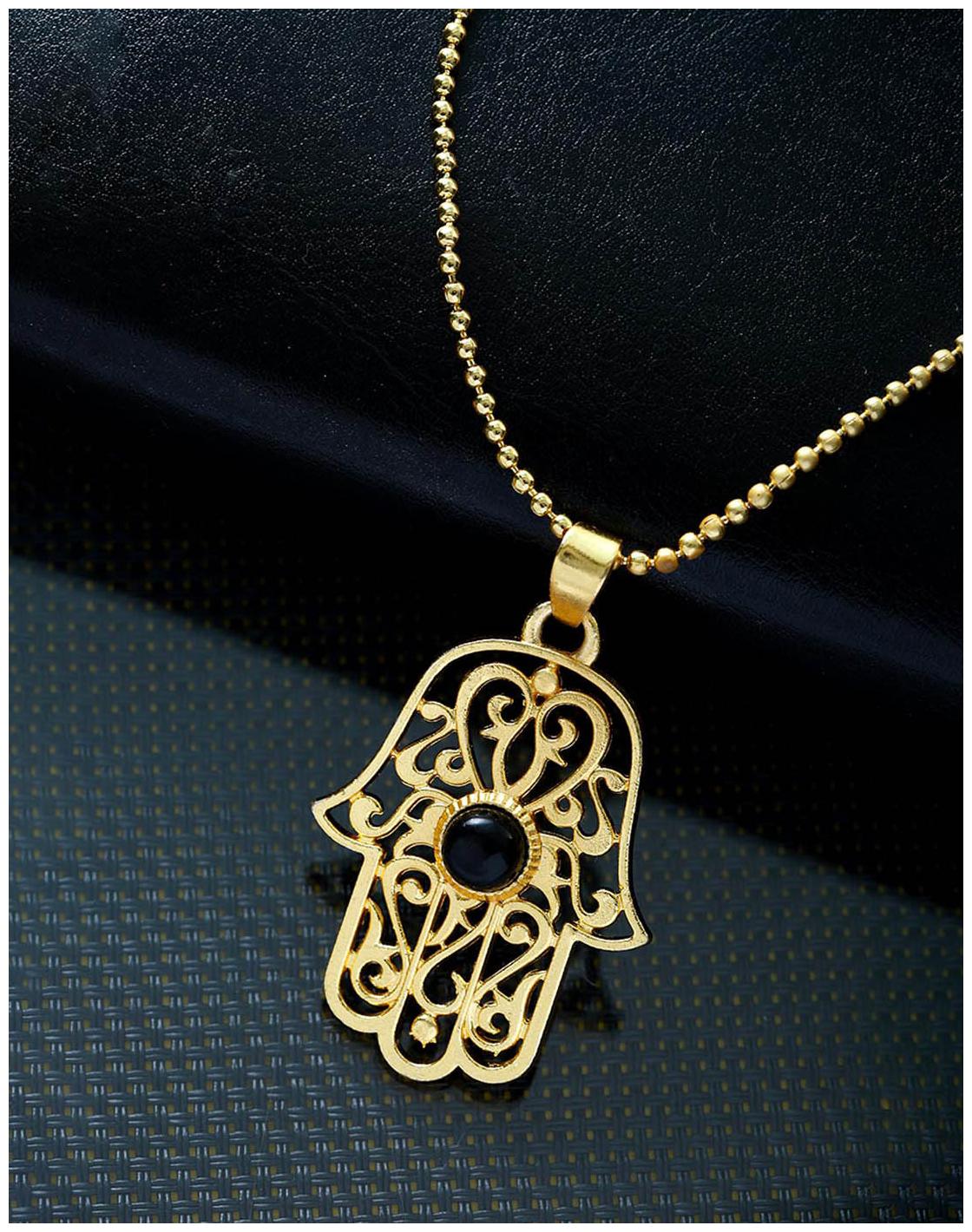 

Dare by Voylla Hamsa Hand Designer Pendant With Chain