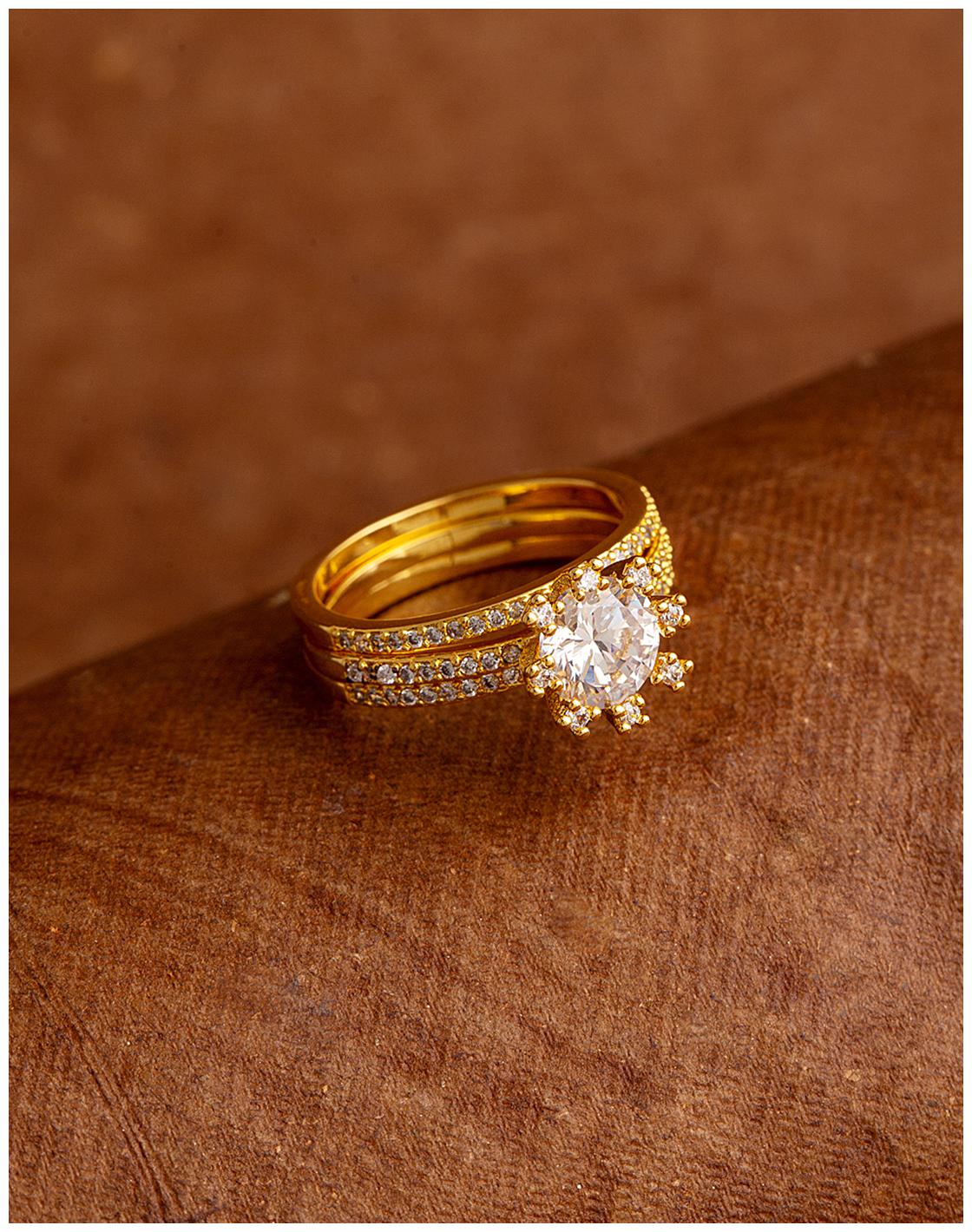 

Voylla Heavily Embellished Gold Tone Band Ring