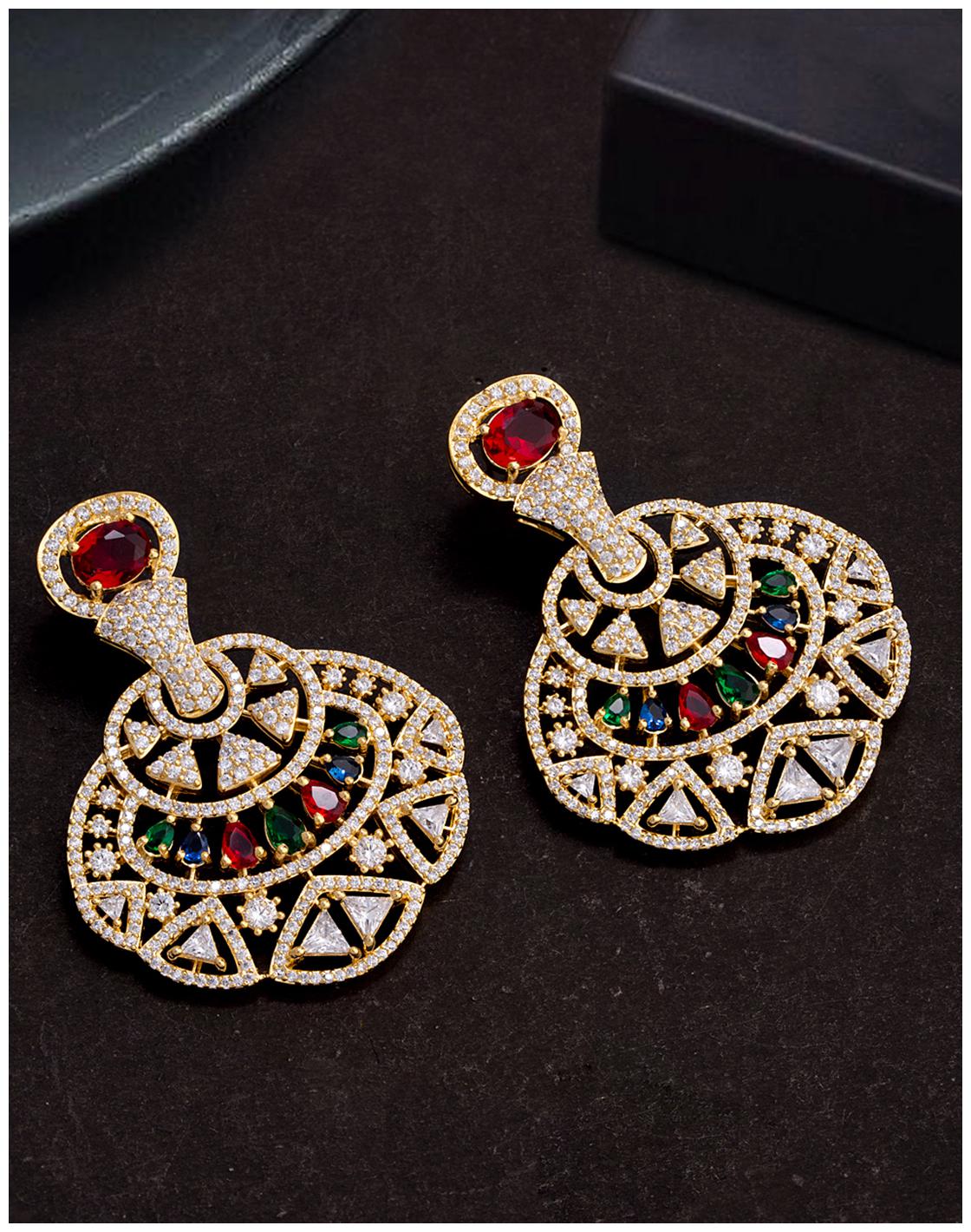 

Voylla Heavily Embellished Ethnic Drop Earrings
