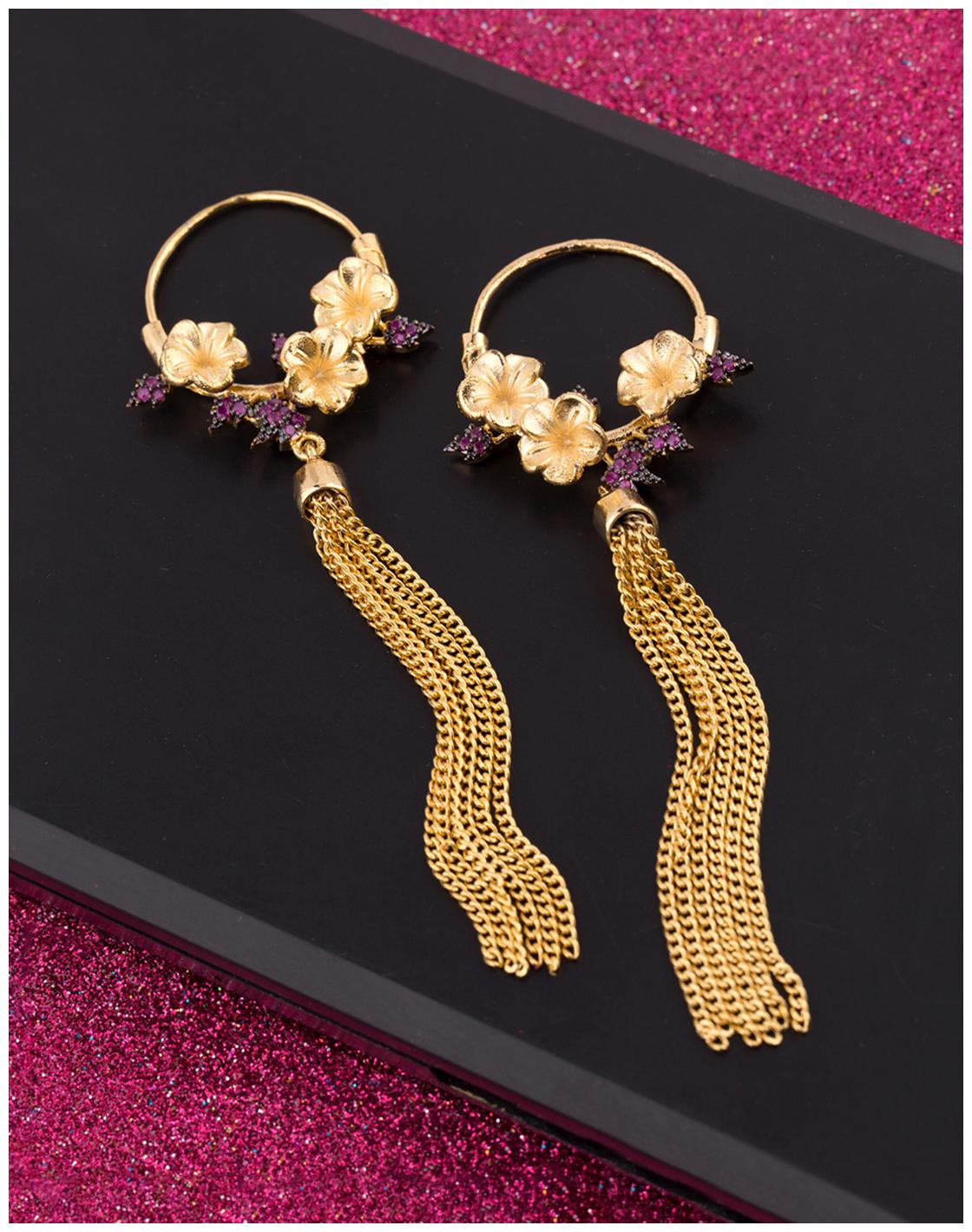 

Voylla Hooped Tassel Red Antara Danglers