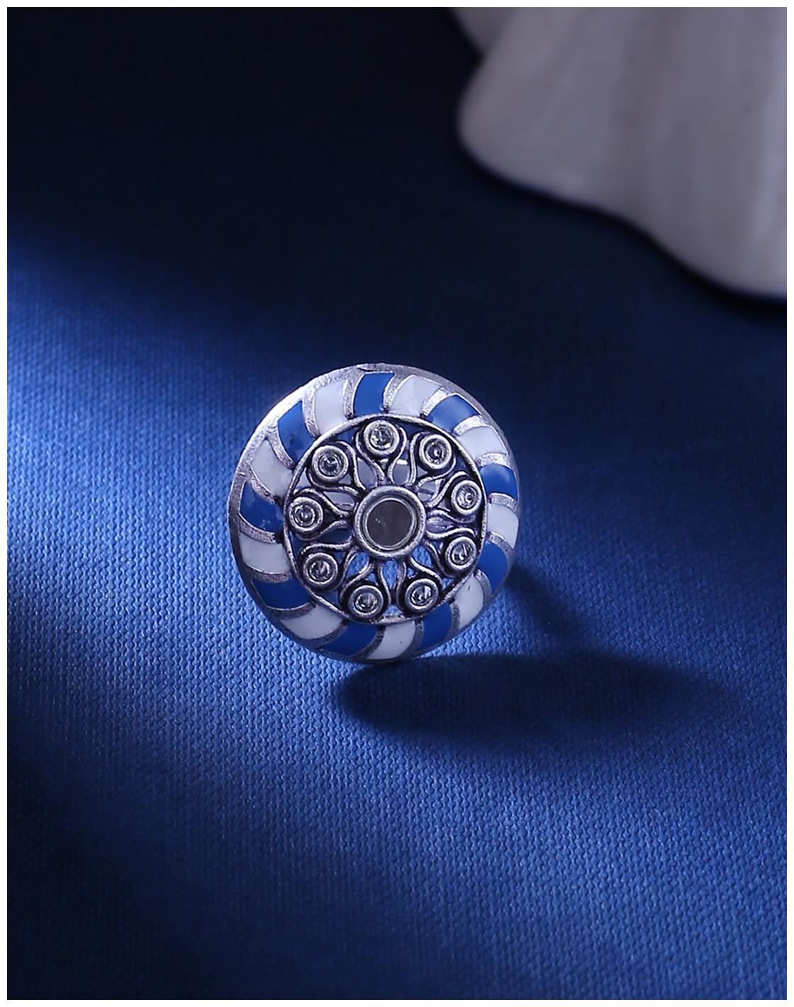

Voylla Indigo Affair Enameled Statement Ring