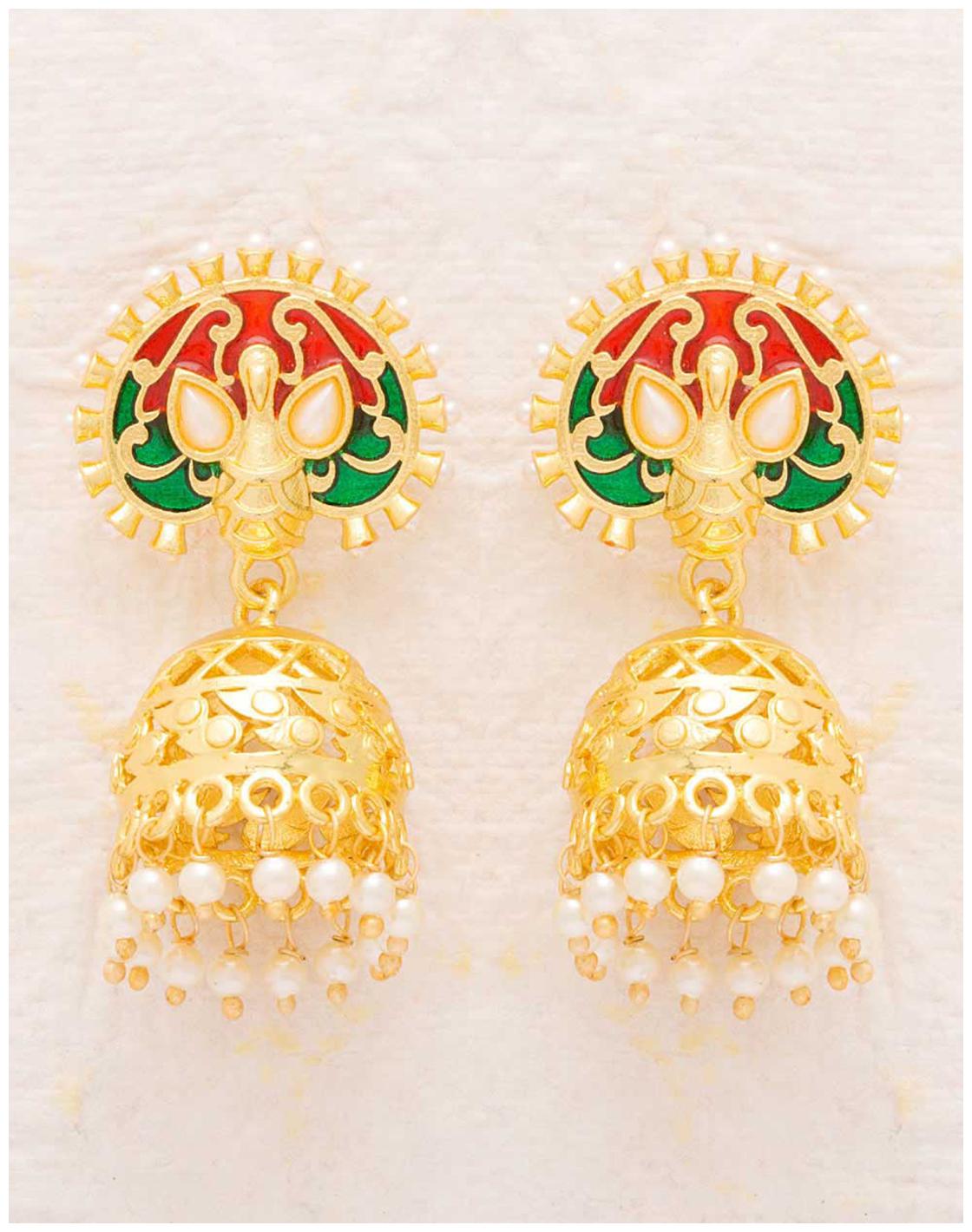 

Voylla Jhumki Style Earrings with Beautiful Enameling
