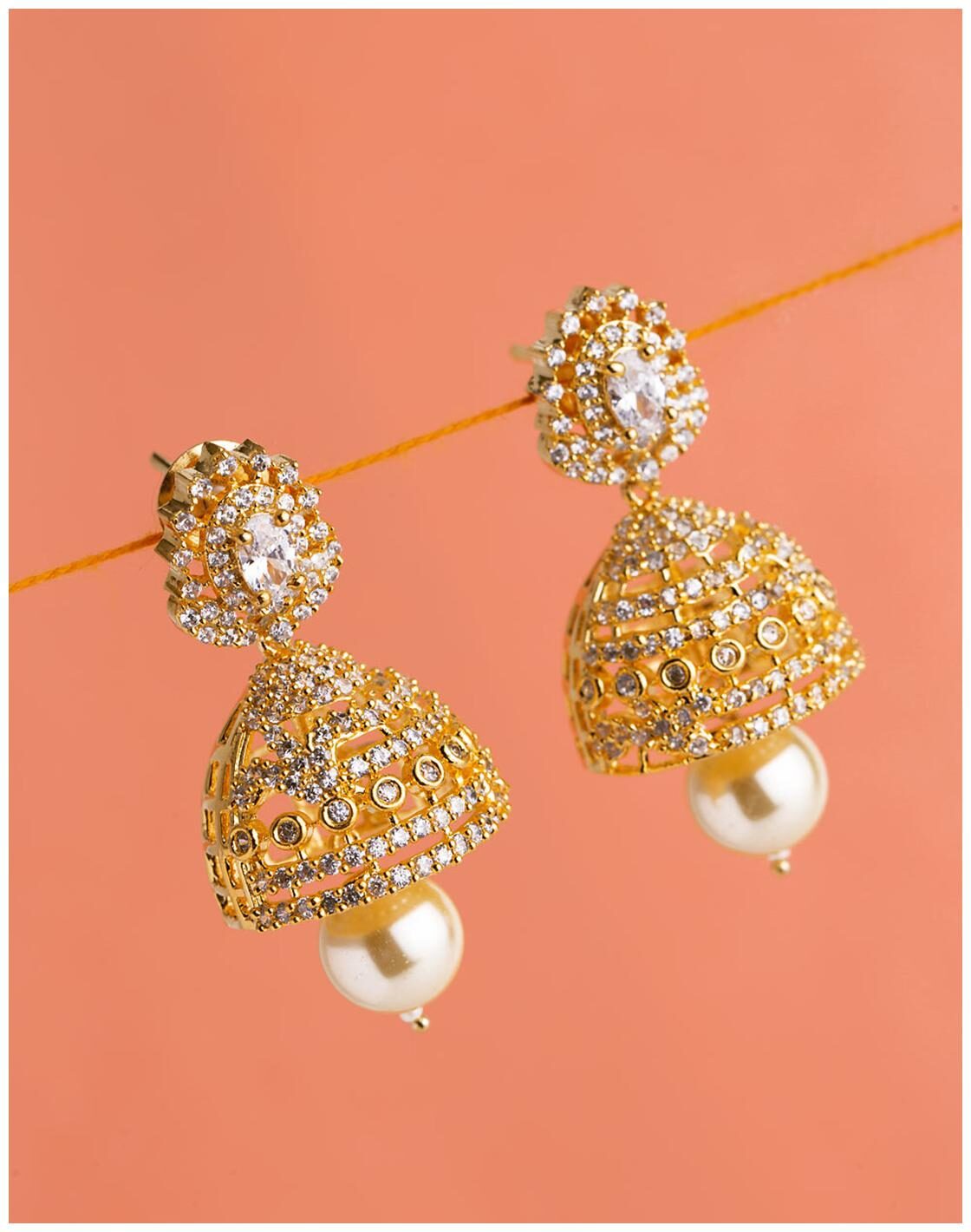 

Voylla Jhumka Drop Gems Embellished Earrings