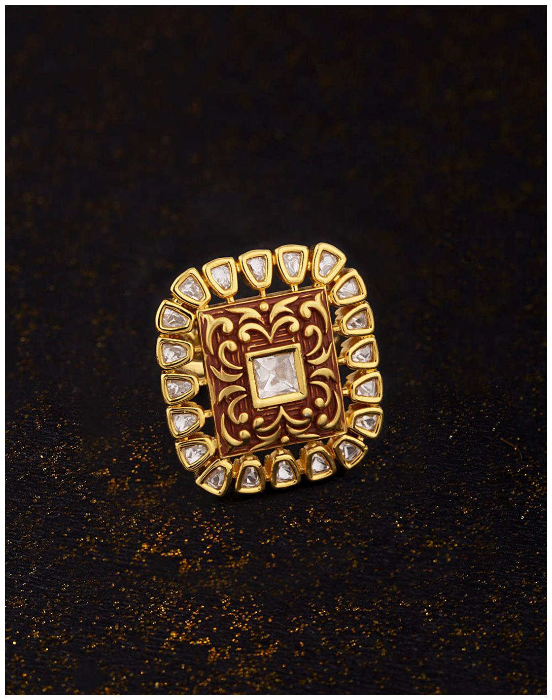

Voylla Kundan Stanza Emerald Cut Ring