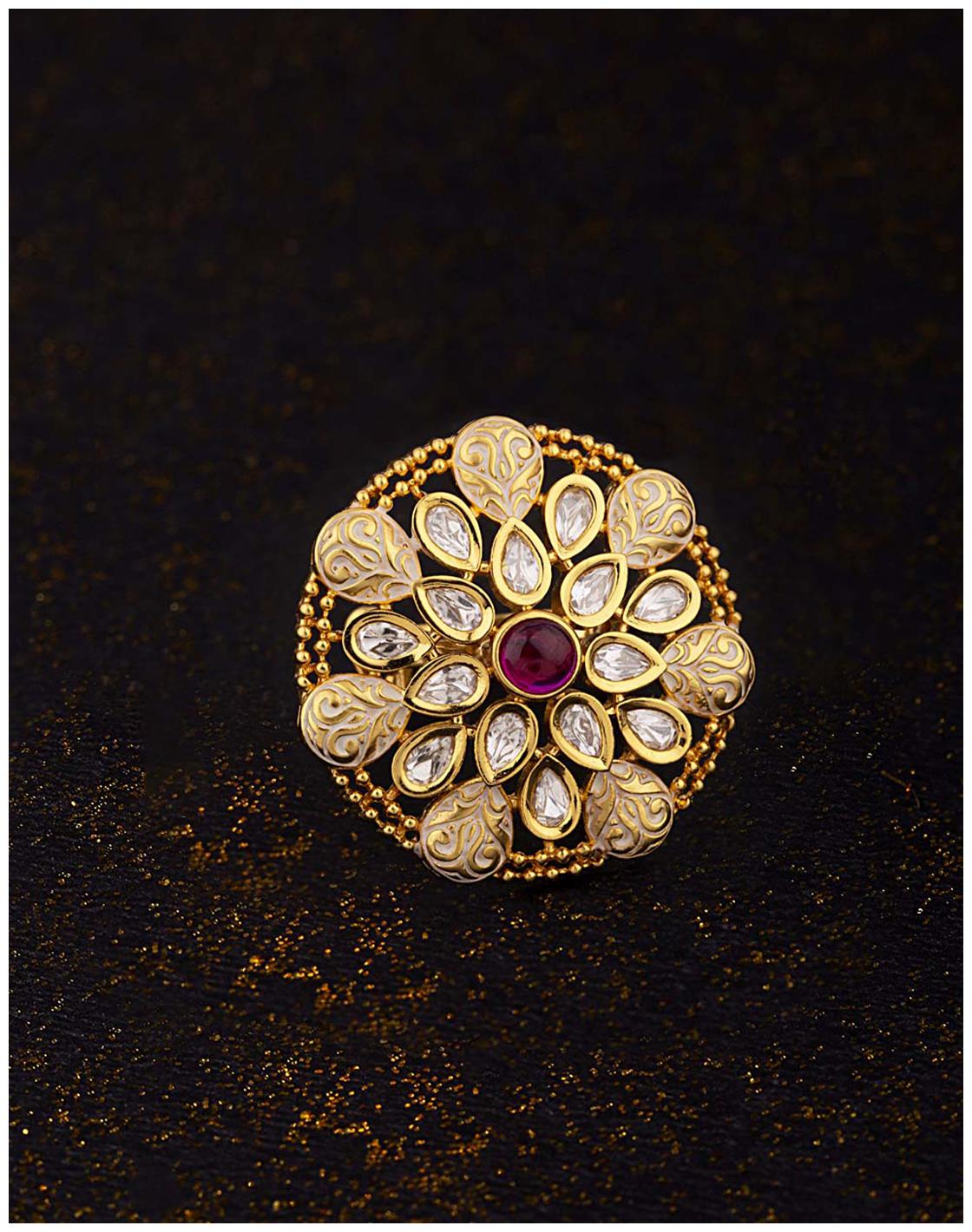 

Voylla Kundan Stanza Floral Cocktail Ring