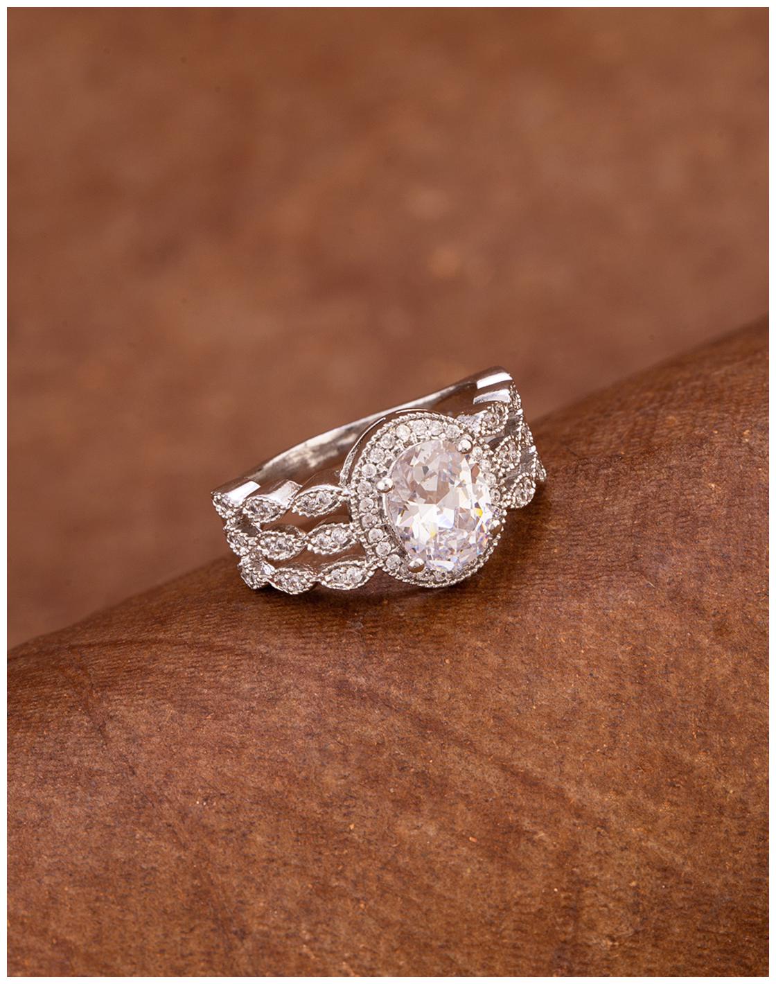 

Voylla Large CZ Gem Adorned Statement Ring