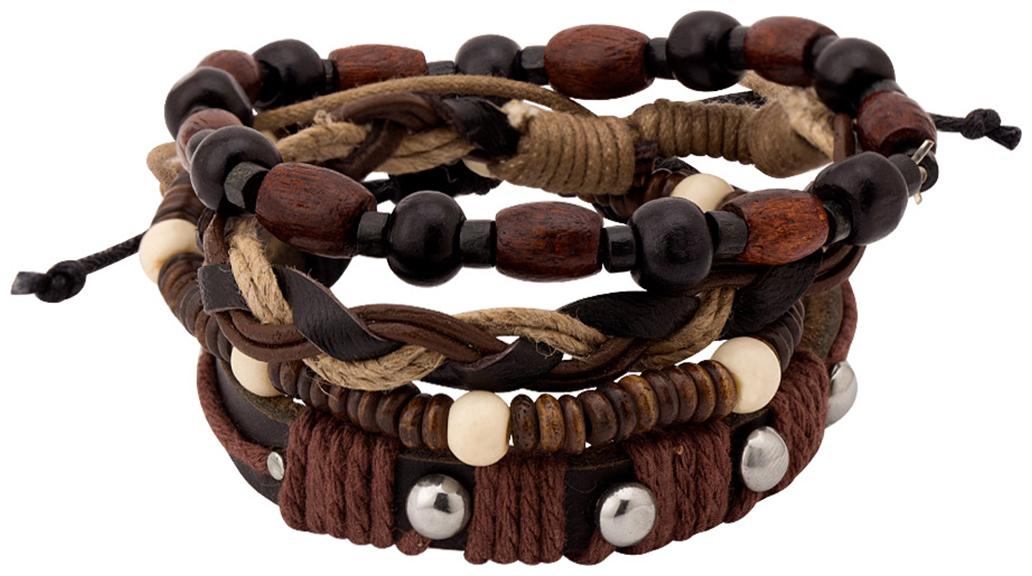 

Voylla Leather and Wood Beads Bracelet for Men