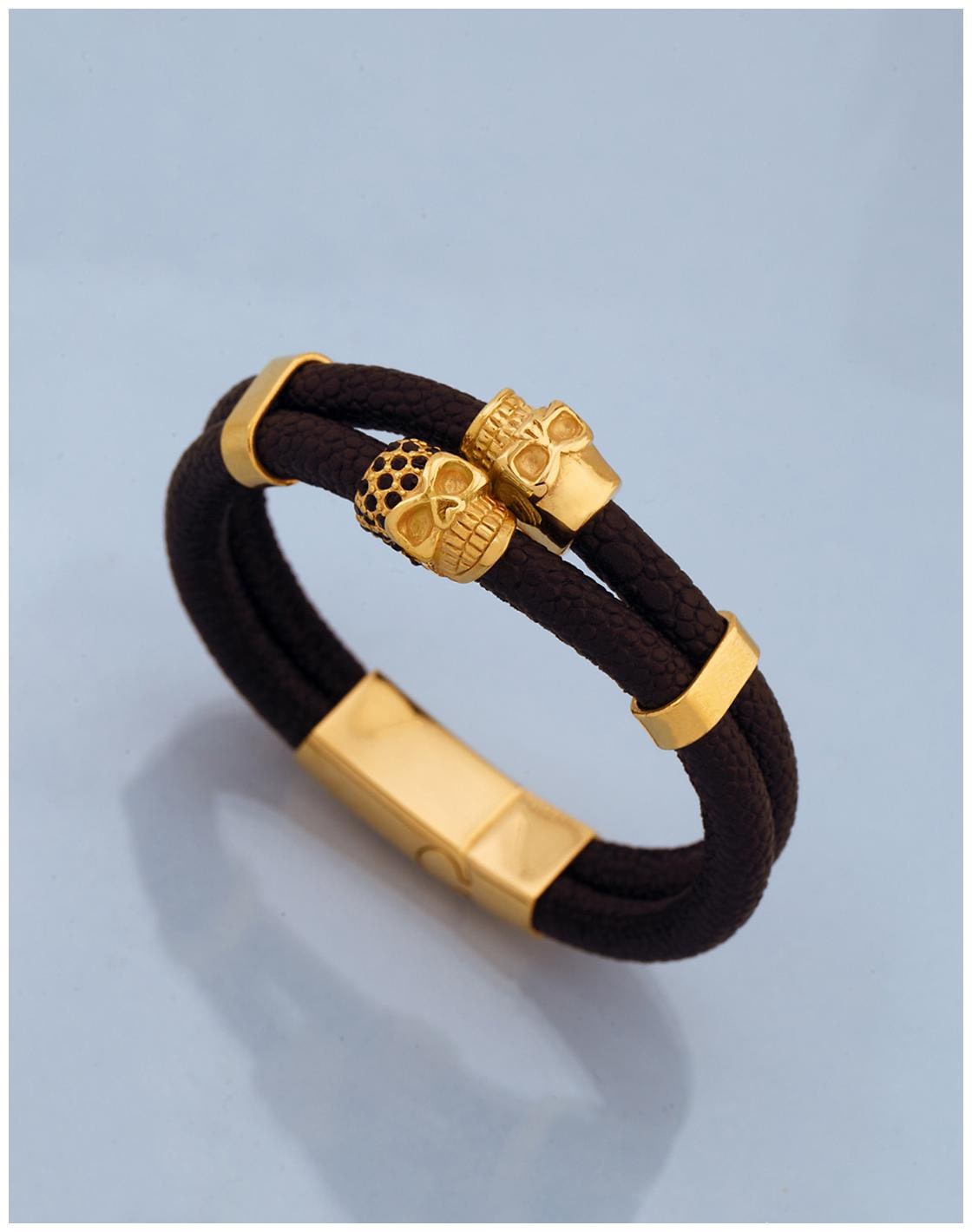 

Voylla Leather Trend Skulls Bracelet