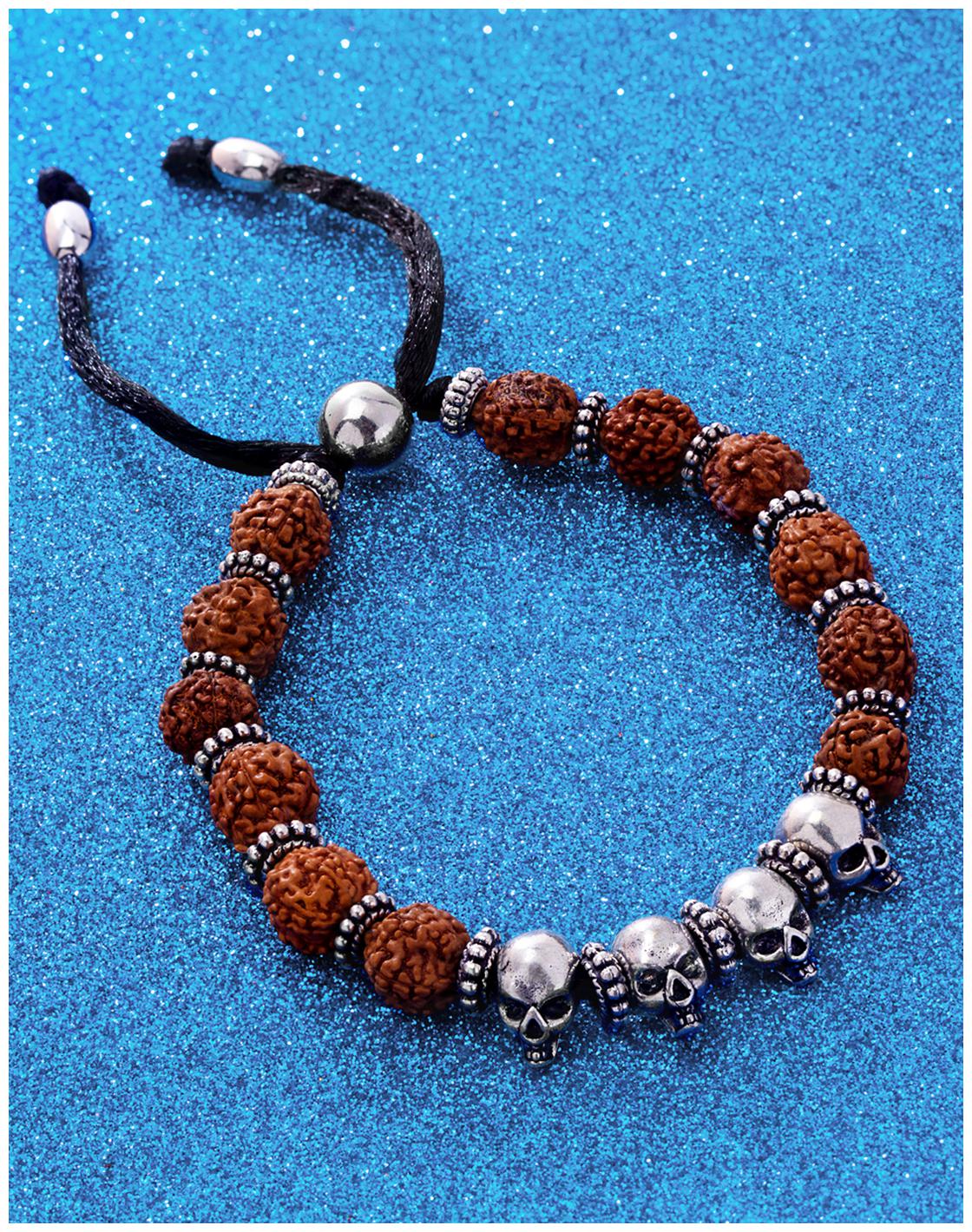 

Voylla Mahadev Skull and Rudraksha Beaded Bracelet