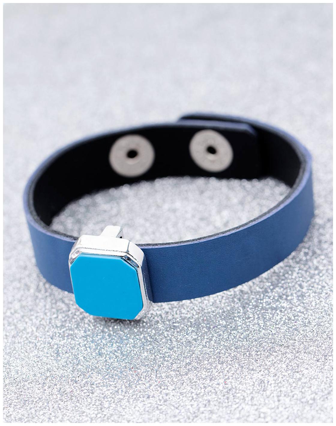 

Voylla Milestone Blue on Blue Silver Plated Leather Bracelet