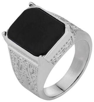 Voylla Milestone Black Stone Signet Ring