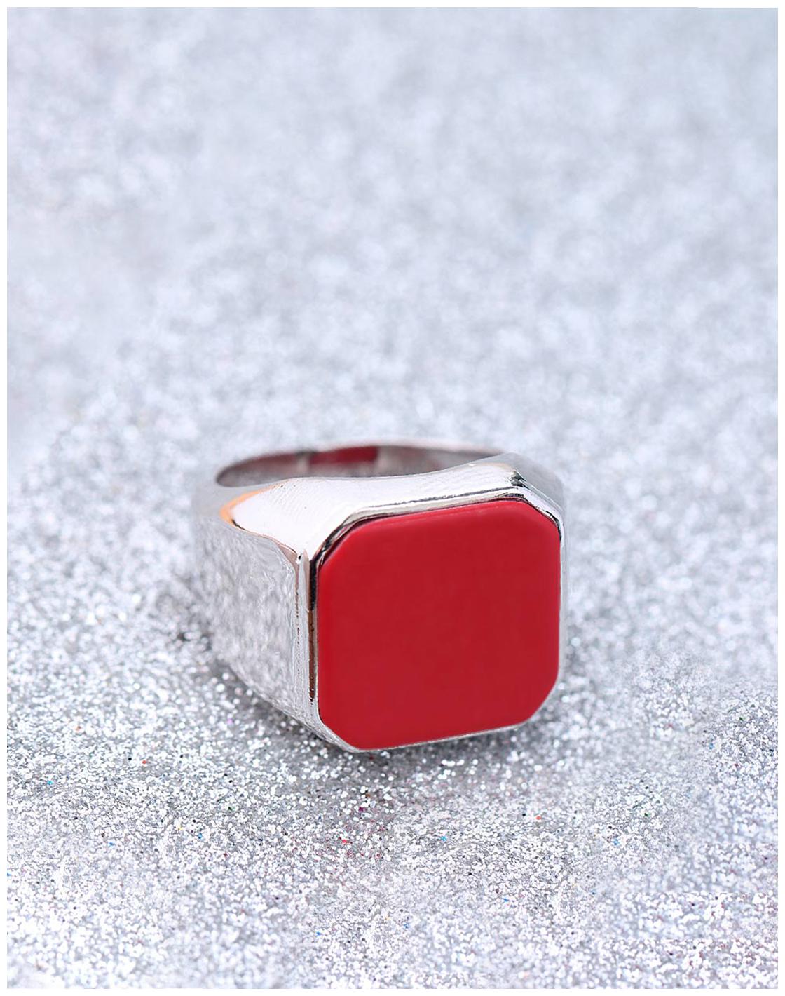 

Voylla Milestone Silver Plated Red Stone Band Ring