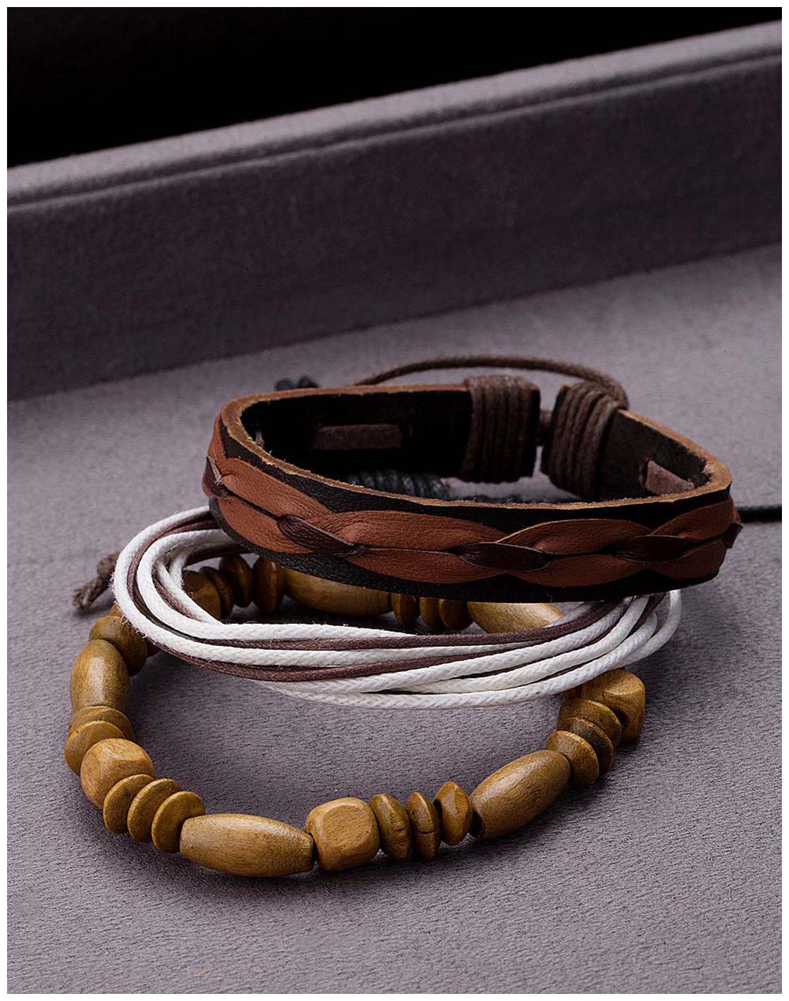 

Voylla Multi-Strand Brown and White Cool Stacked Bracelet Set of 3