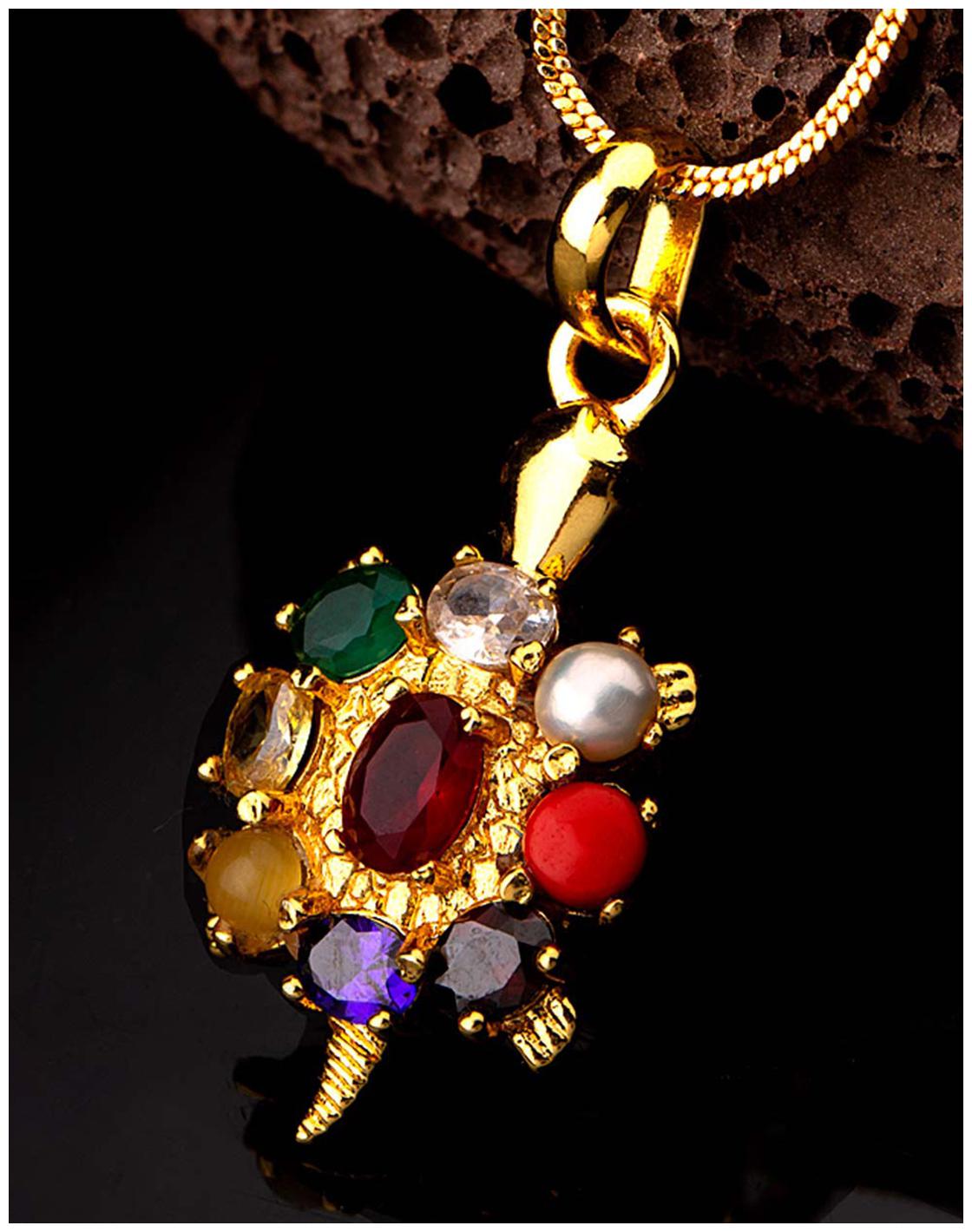 

Voylla Navratan Extension CZ Adorned Pendant
