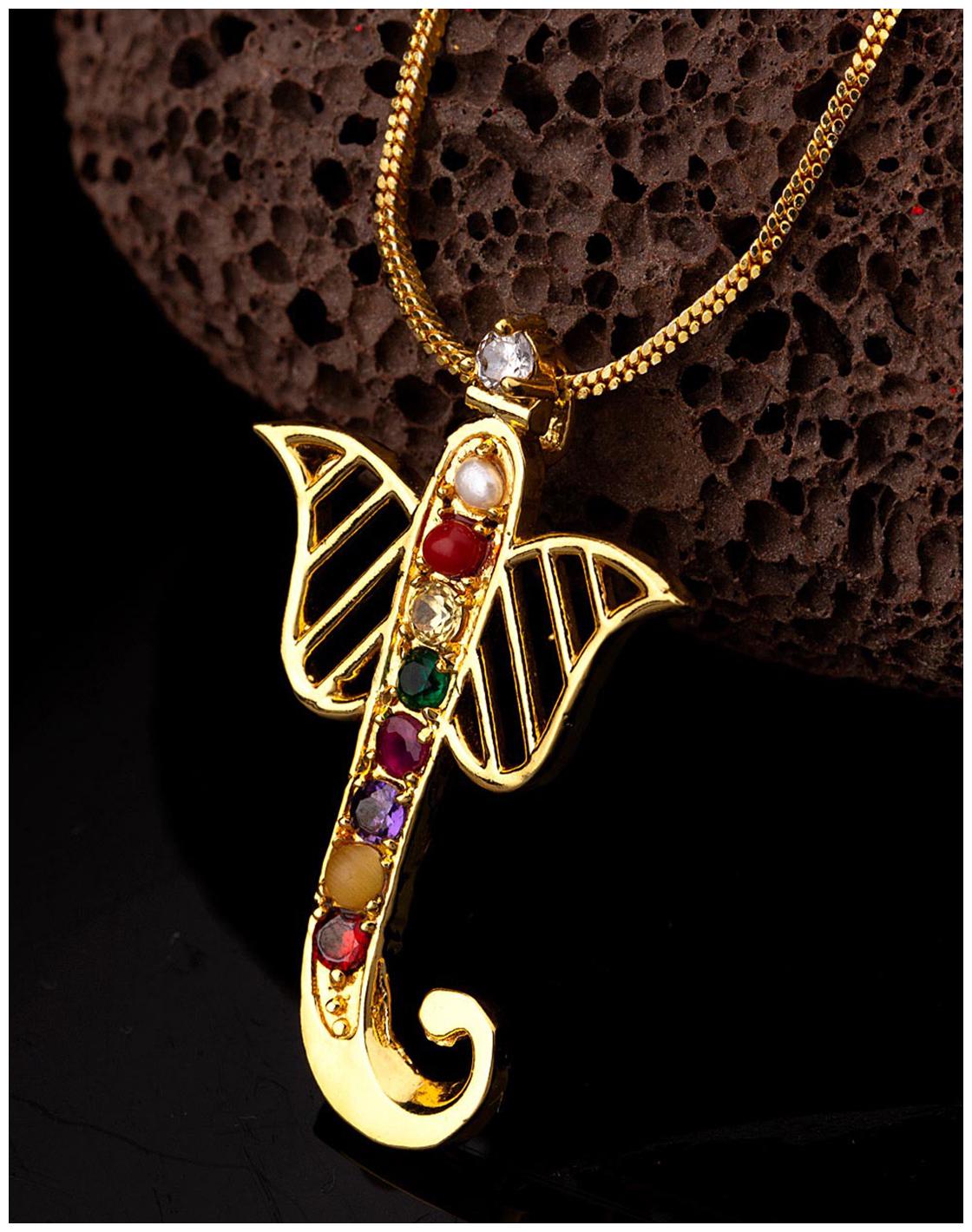 

Voylla Navratan Extension Lord Ganesh Pendant
