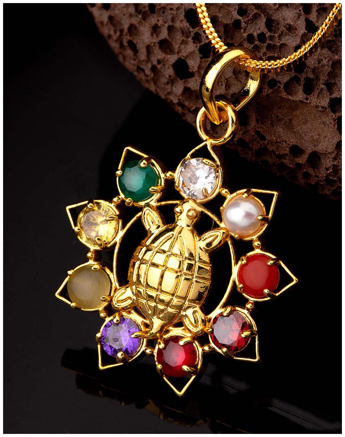 

Voylla Navratan Extension Men s Brass Pendant