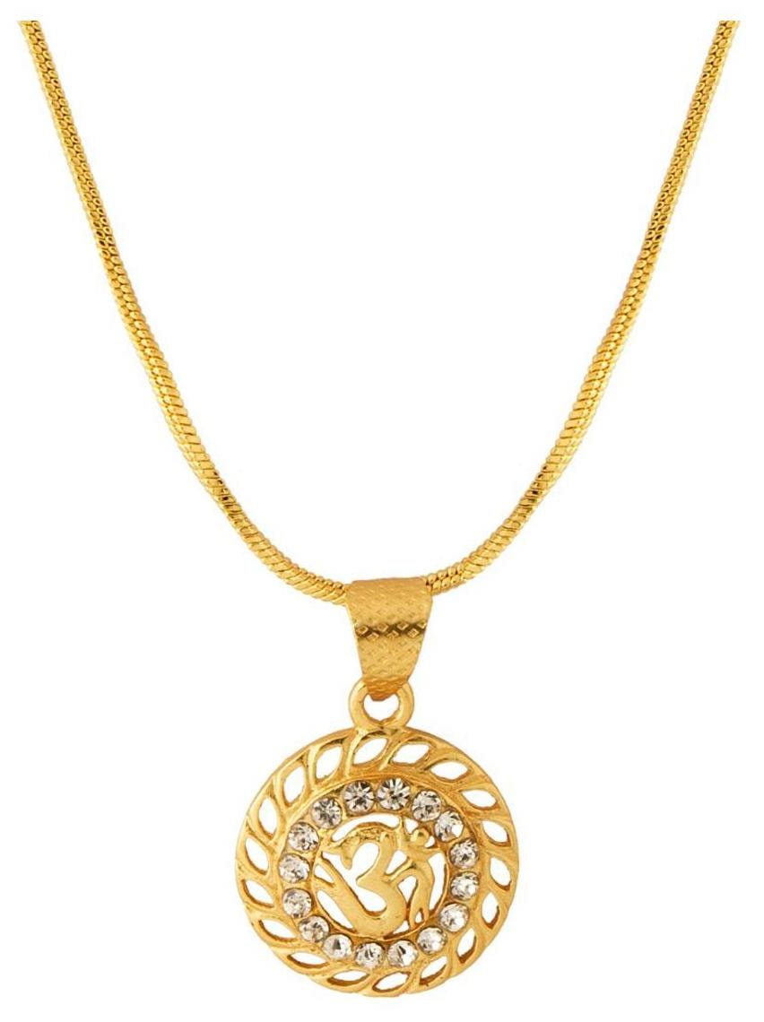 

Voylla Om Motif Cz Studded Designer Pendant With Chain For Men