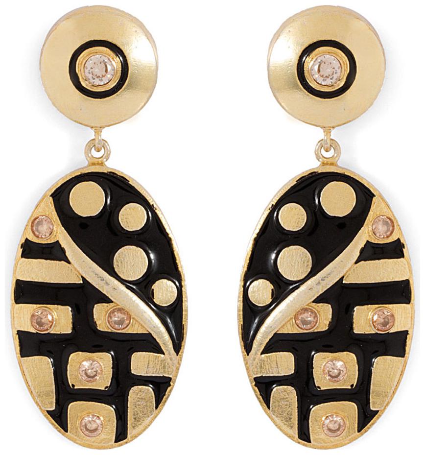 

Voylla Oval Shaped Stunning Danglers In Gold Tone