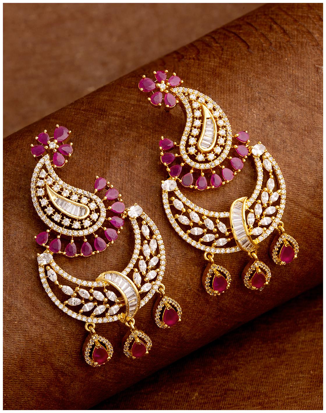 

Voylla Paisley Motif Heavily Embellished Earrings
