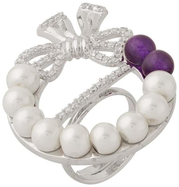 

Voylla Pearl Studded Bouquet With Bow Designer Ring For Women