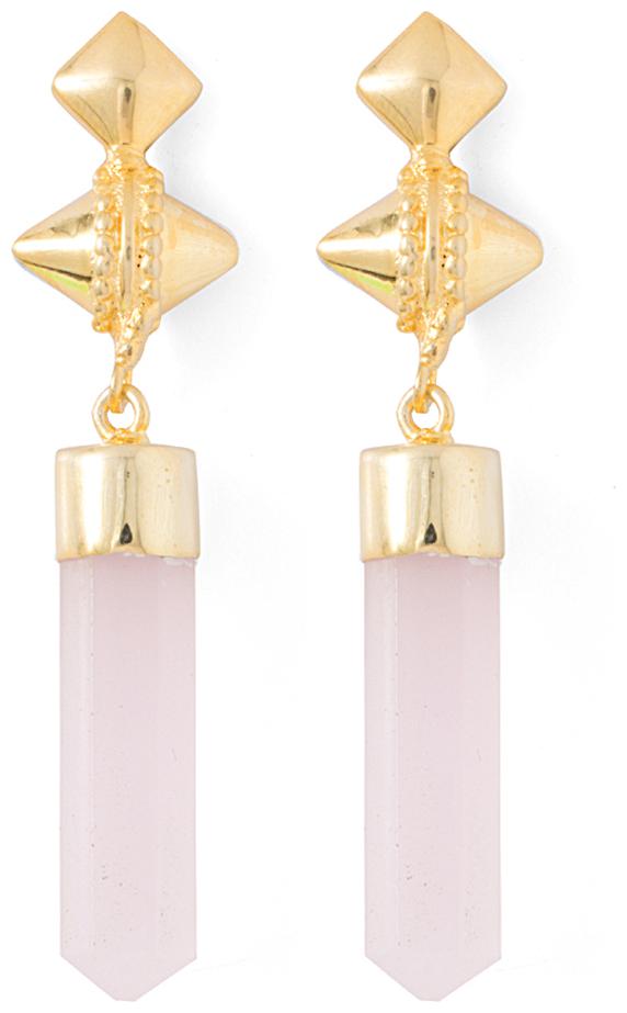 

Voylla Pink Stone Drop Gold Tone Danglers