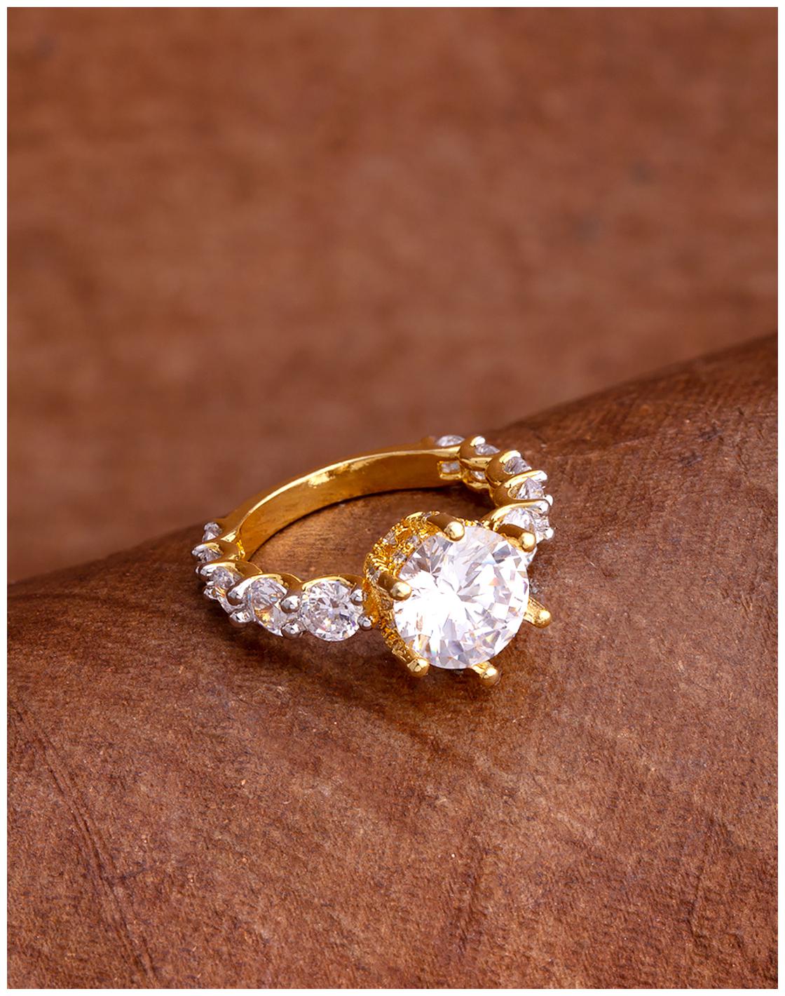 

Voylla Princess Cut Zircon Gemstone Ring