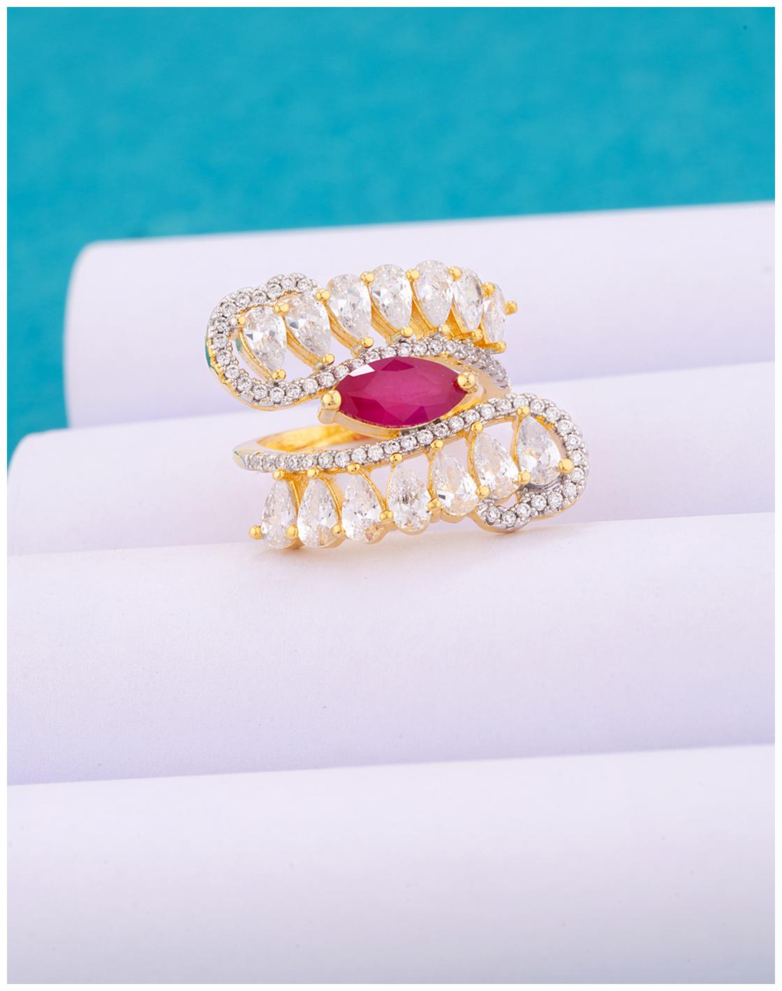 

Voylla Red and White CZ Gems Ring