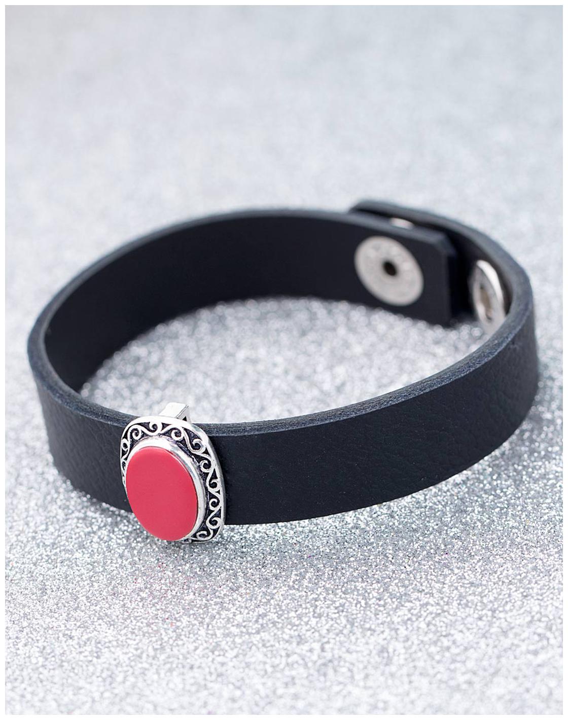 

Voylla Red Black Leather Bracelet