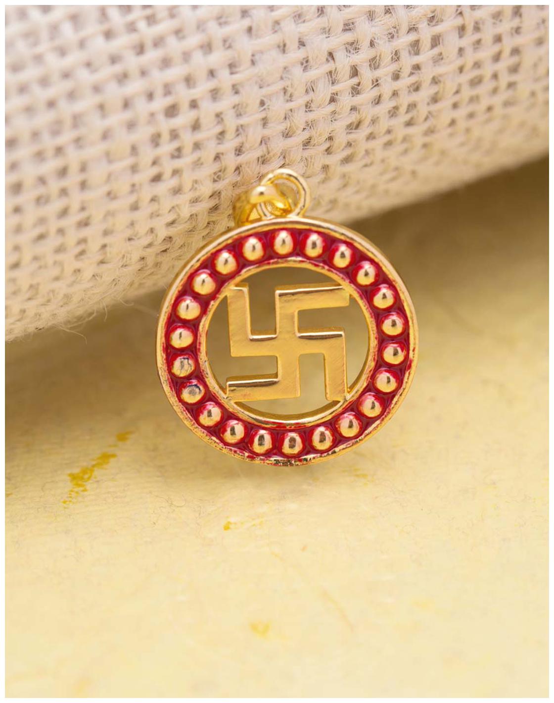 

Voylla Red Enameled Border Swastika Pendant from Spiritual Saga