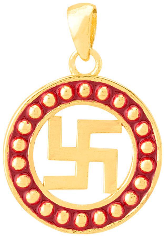

Voylla Festive Red Enameled Border Swastika Pendant from Spiritual Saga