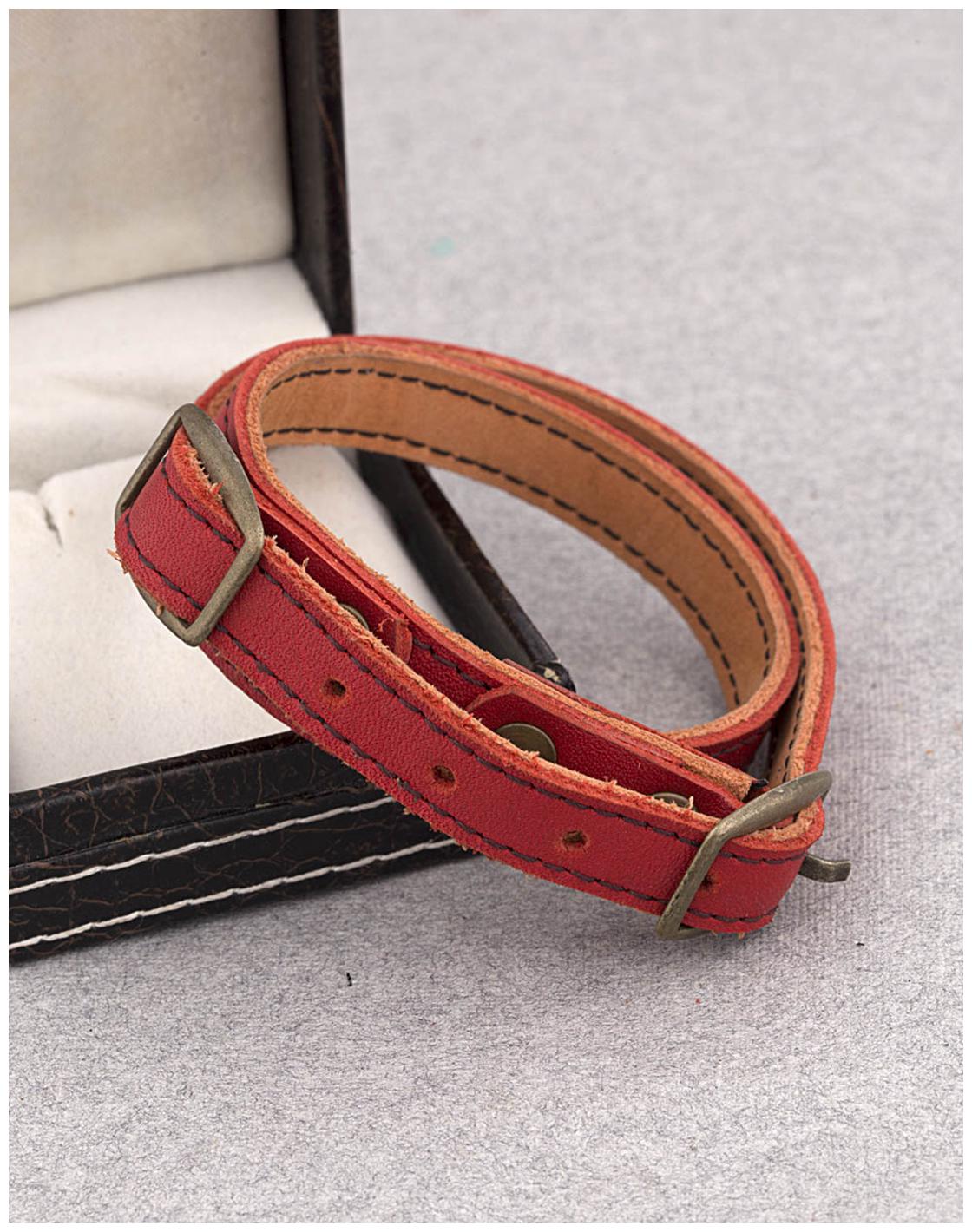 

Voylla Red Leather Trend Bracelet with Buckles