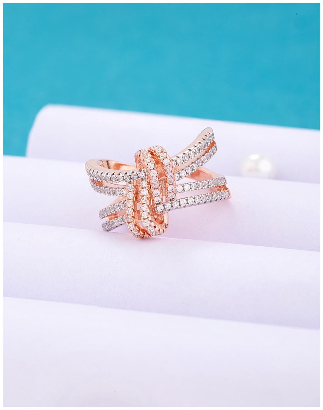 

Voylla Rose Gold Plated Crossover Design Ring