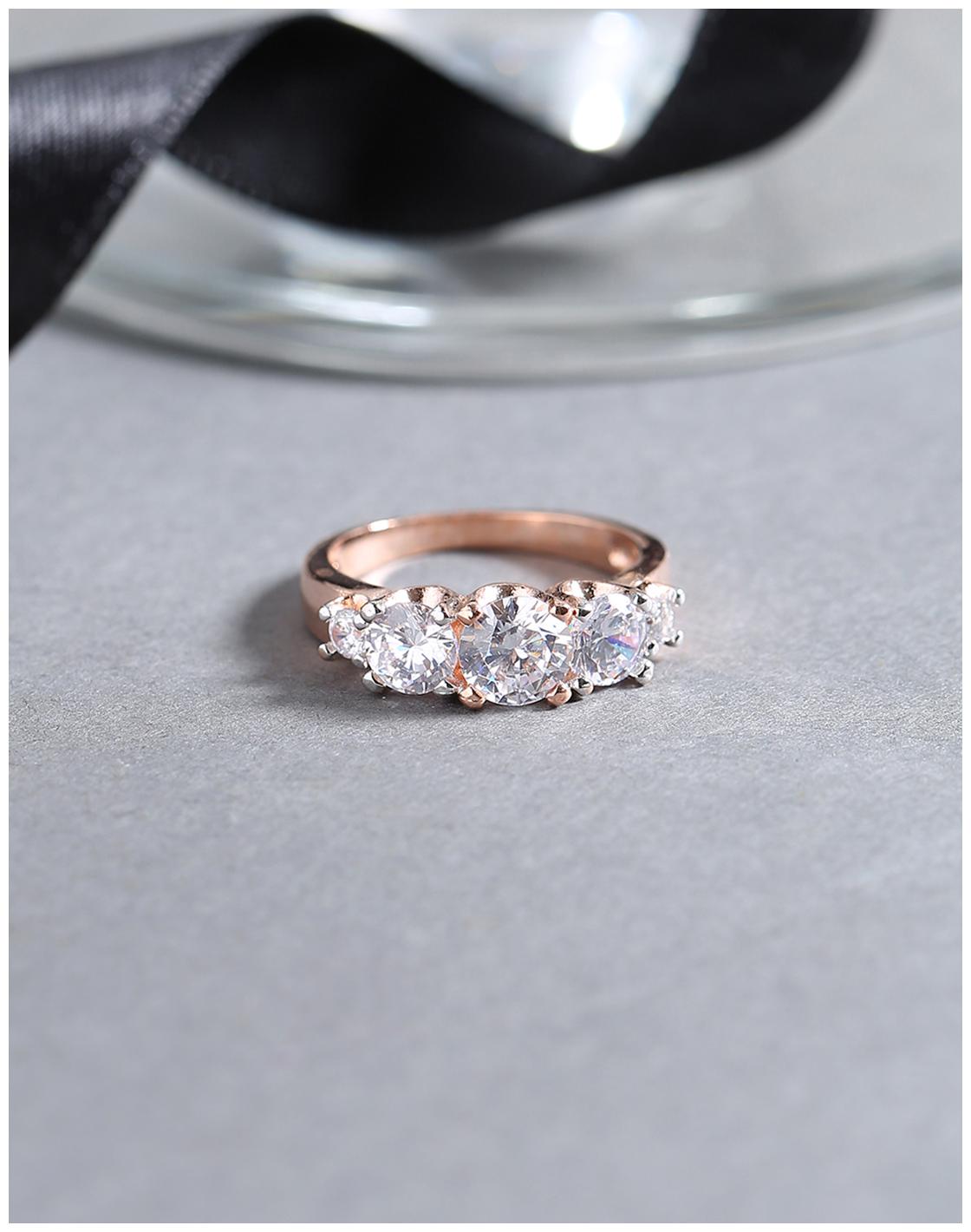 

Voylla Rose Gold Plated Cluster Setting CZ Gems Ring