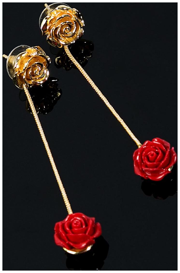 

Voylla Rouge Rose Drops Gold Plated Earrings