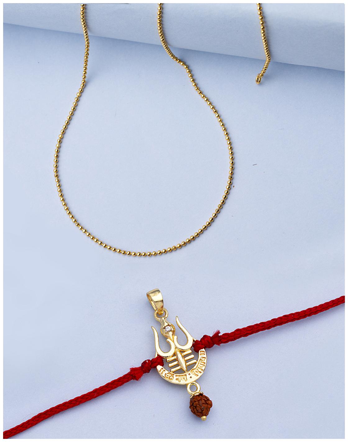 

Voylla Rudraksha Studded Trishul Rakhi-Pendant