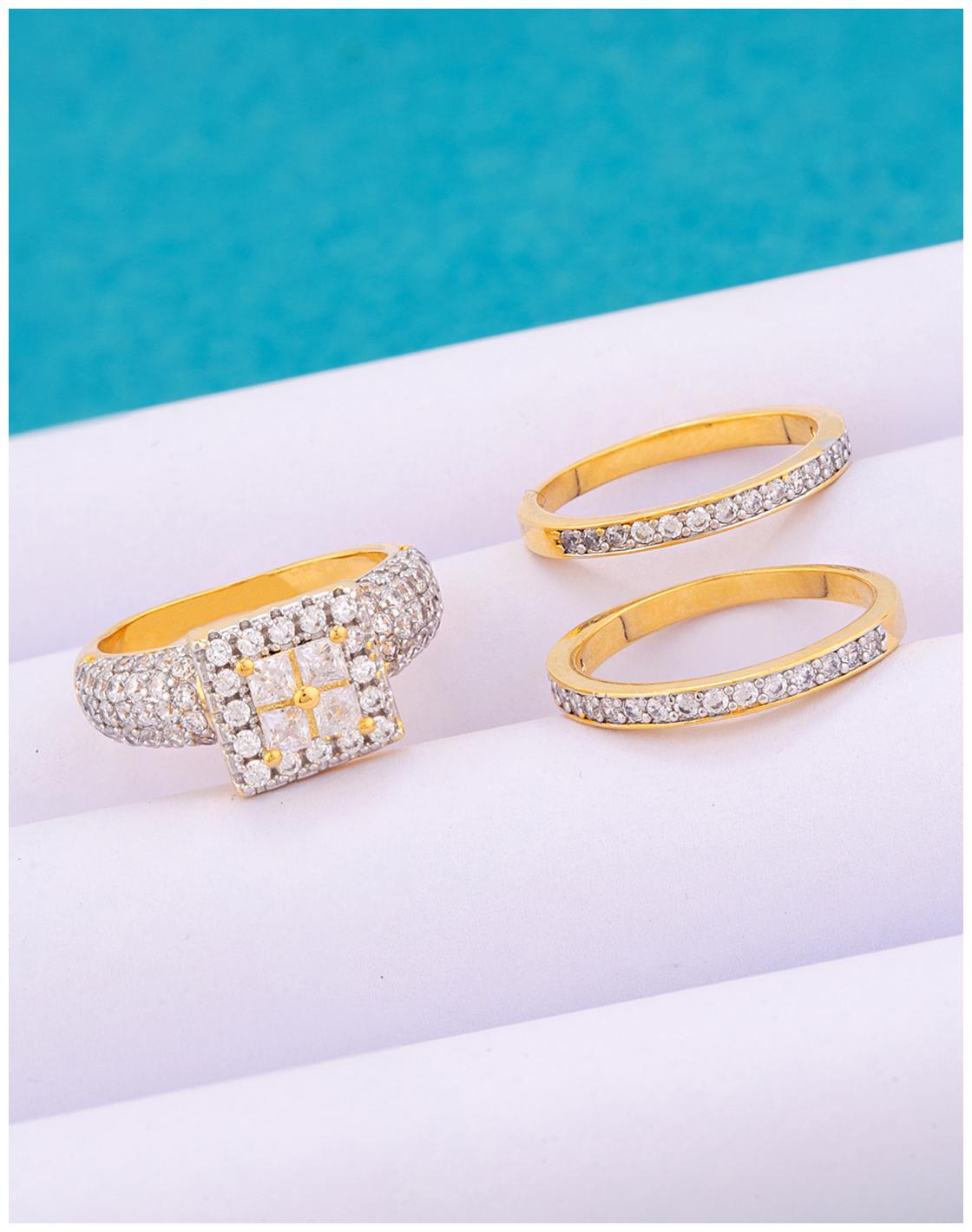 

Voylla Set of Three Zircons Embellished Ring